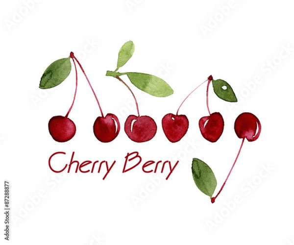 Fototapeta  Watercolor cherry illustration  