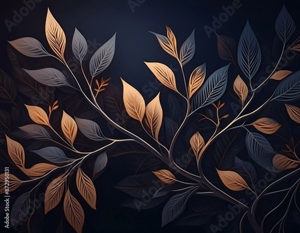 Obraz Minimalist floral background with delicate branches and leaves