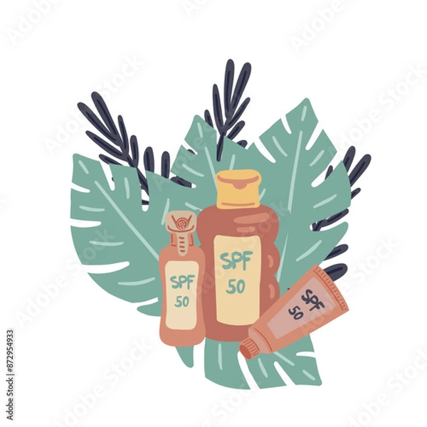 Obraz Set flat design sun protection SPF 50