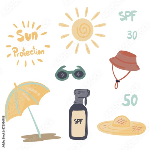 Obraz Sun protection flat design set