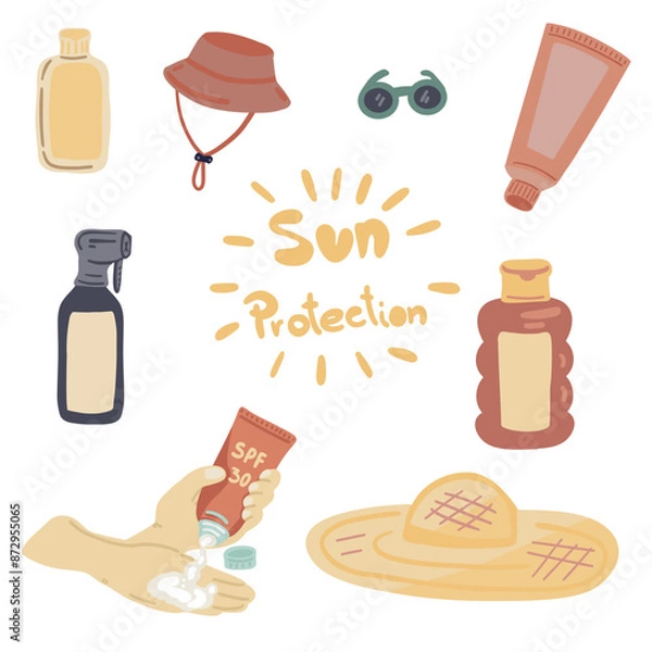 Obraz Sun protection flat design set