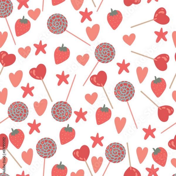 Obraz Candies flat design sweets seamless pattern
