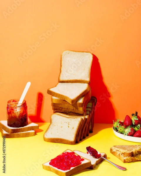 Obraz bread and jam with strawberry 
