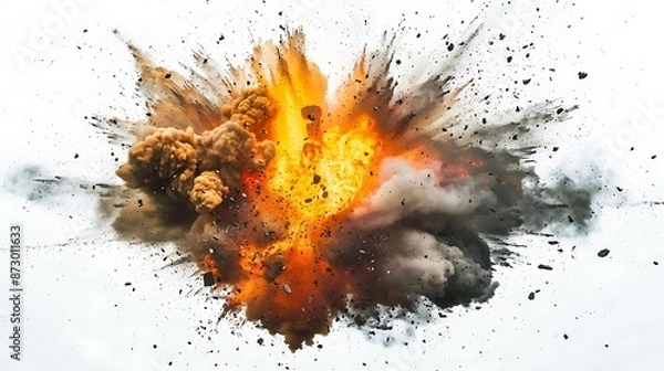 Fototapeta Powerful Explosion in White Background