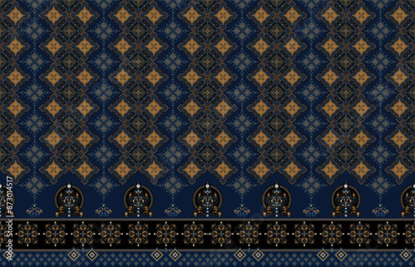 Fototapeta Fabric Pattern_A48_Traditional Geometric Batik Pattern