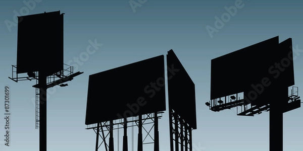 Fototapeta A set of three modern billboard structure silhouettes.