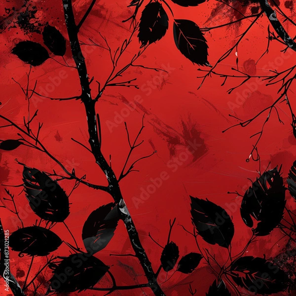 Fototapeta Vecror image of forest on the red background