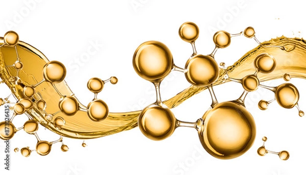 Obraz Golden molecules with biological and chemical concept