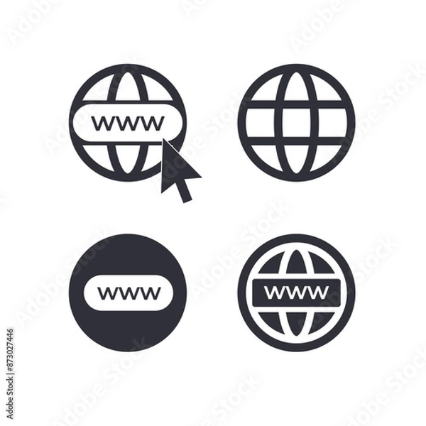 Obraz internet globe planet icon. Simple line globe icon. Go to web symbol icon vector illustration
