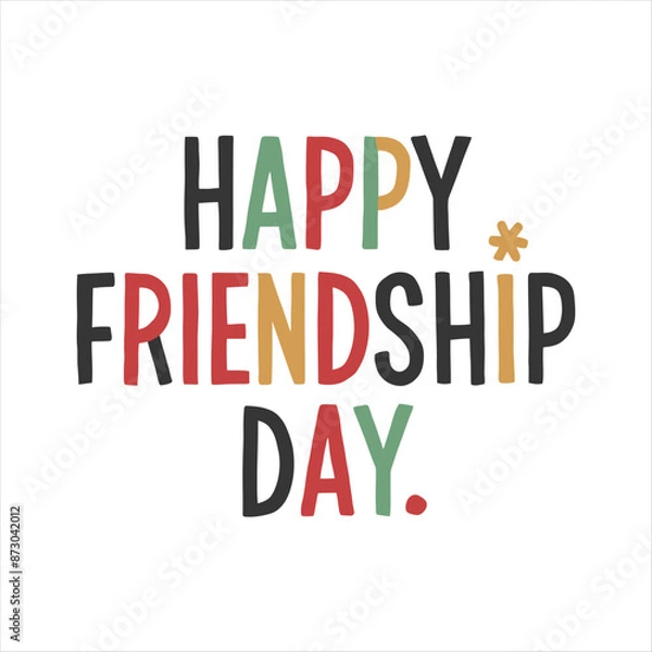 Fototapeta Happy friendship day typography lettering vector design.
