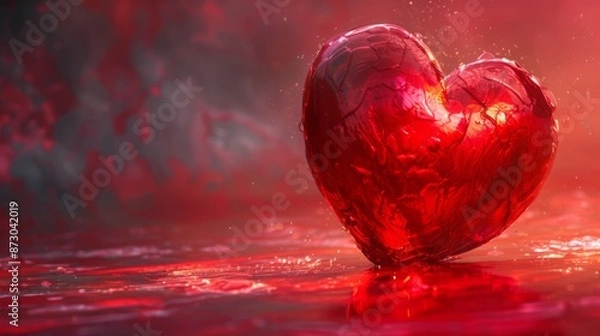 Obraz Red Heart on a Reddish Surface