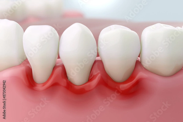 Obraz Gum disease and inflammation from Periodontitis. 3D rendering.