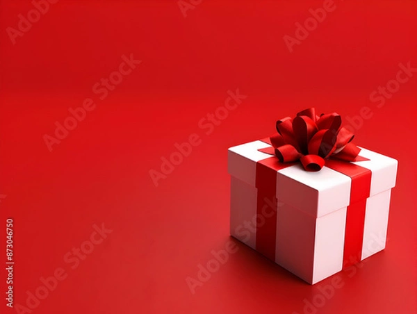 Fototapeta Gift box with ribbon, Holiday theme with decorative background, Elegant wrapped gift box for accessories