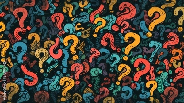Obraz Colorful Question Marks Background