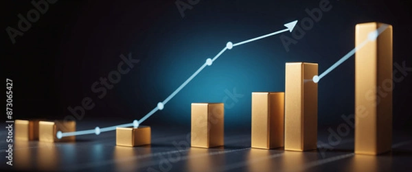 Fototapeta Graph or block diagram shows the increase or decrease of shares, which means financial loss or gain