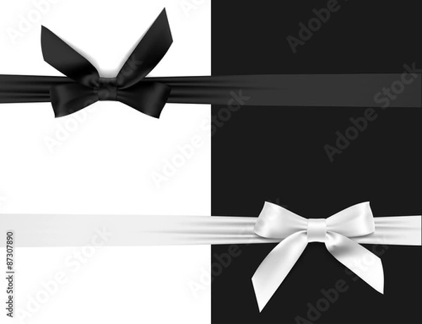 Obraz karta z czarno-białą kokardką