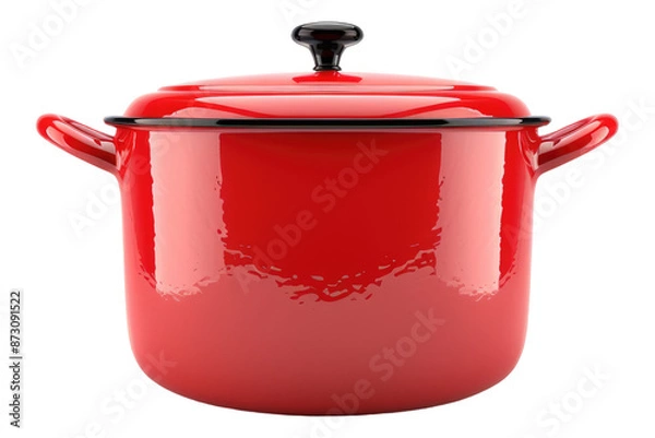 Fototapeta Red pot with lid isolated on transparent background