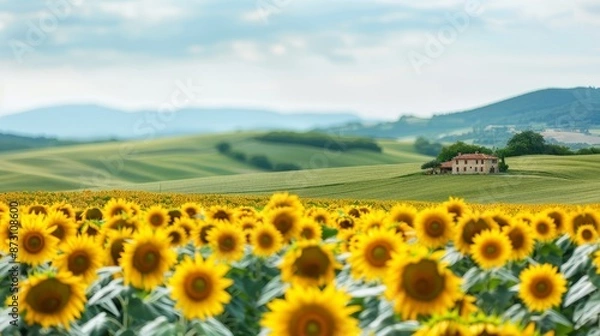 Fototapeta A tranquil countryside scene with rolling hills