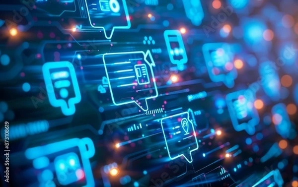 Fototapeta AIdriven chatbots assisting customer service, automated communication, concept