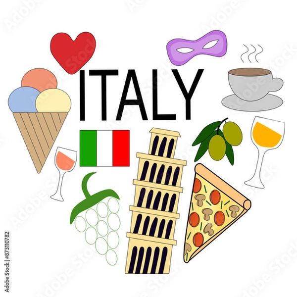 Obraz Set of Italy's symbols