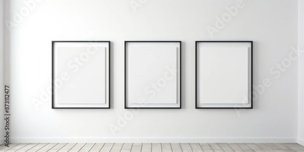 Obraz Three Blank Frames on a White Wall