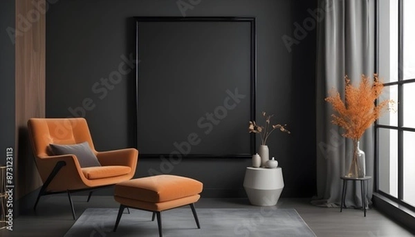 Fototapeta 
Mockup poster frame on the wall of the living room. Luxurious apartment background with contemporary design. Modern interior design. 3D render