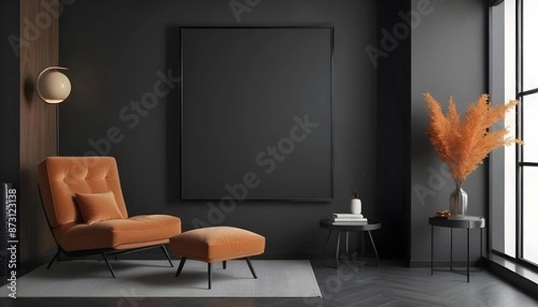 Fototapeta 
Mockup poster frame on the wall of the living room. Luxurious apartment background with contemporary design. Modern interior design. 3D render