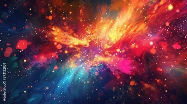 Fototapeta A vibrant abstract background with explosive bursts of color and light.