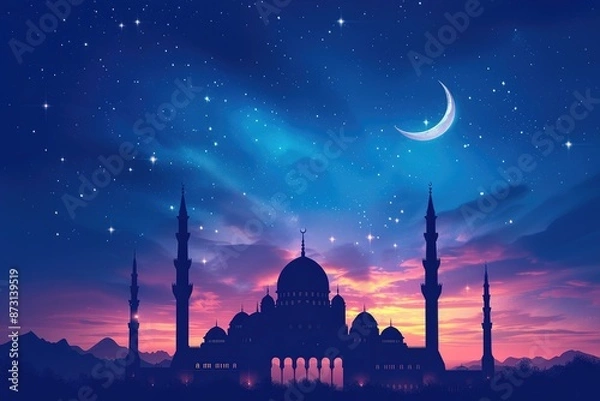 Obraz Minimalist Mosque Silhouette at Dusk