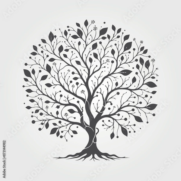 Fototapeta silhouette tree line drawing set, Side view, set of graphics trees elements outline symbol for architecture and landscape design drawing. Vector illustration in stroke fill in white. 