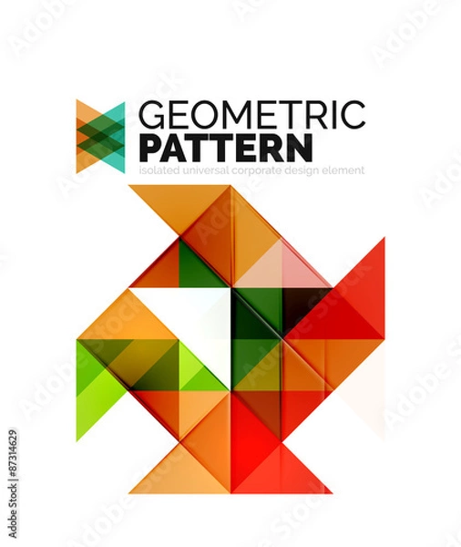 Fototapeta Geometric triangle mosaic pattern element isolated on white