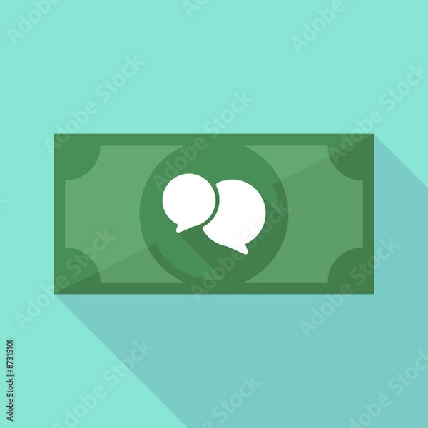 Fototapeta Long shadow banknote icon with a comic balloon