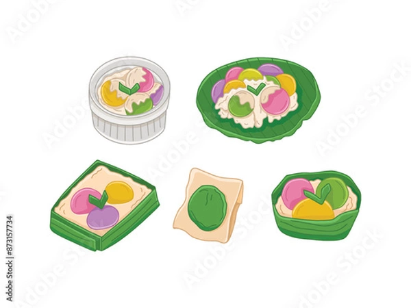 Obraz Traditional Indonesian Food and Snacks Illustration Drawing