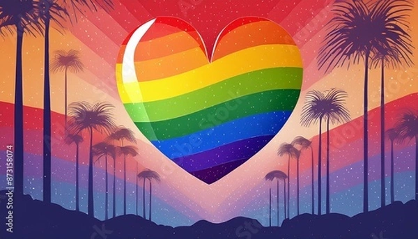 Obraz heart with rainbow, Ai Generate