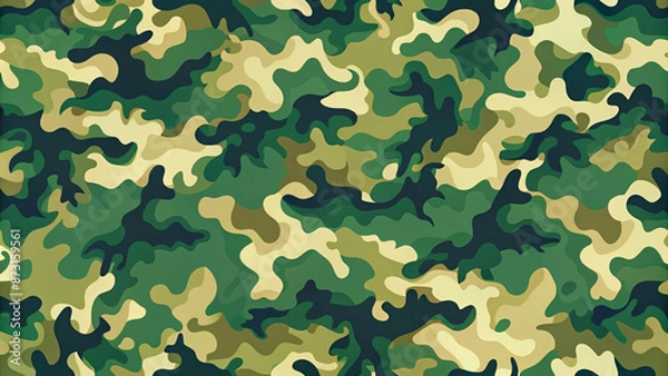 Fototapeta A seamless camouflage pattern in green and brown, perfect for military uniforms, clothing, or a war-themed wallpaper