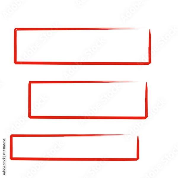 Fototapeta Rectangle outline red sketch. Hand drawn vector ilustration