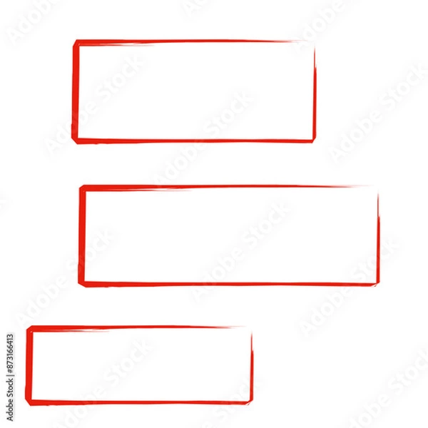 Fototapeta Rectangle outline red sketch. Hand drawn vector ilustration