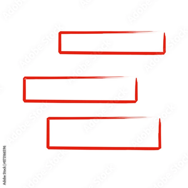 Fototapeta Rectangle outline red sketch. Hand drawn vector ilustration