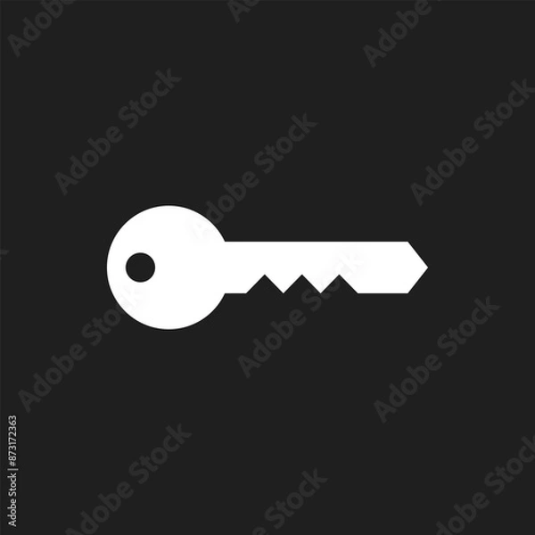 Obraz Rounded white key on black background.