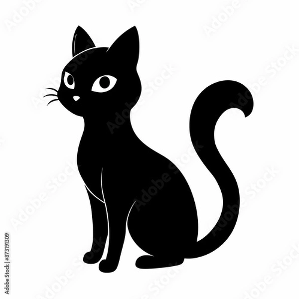 Fototapeta mini cat black vector silhouette