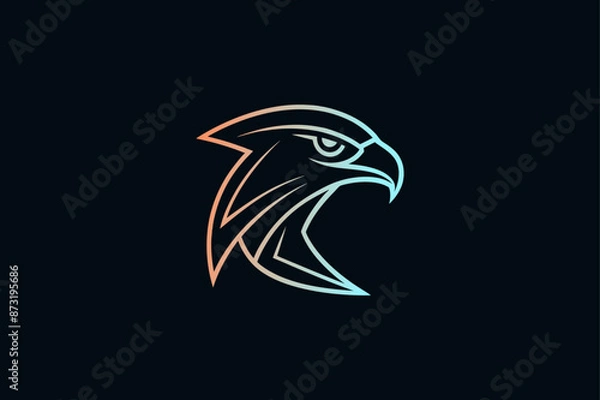 Fototapeta Falcon head monoline logo