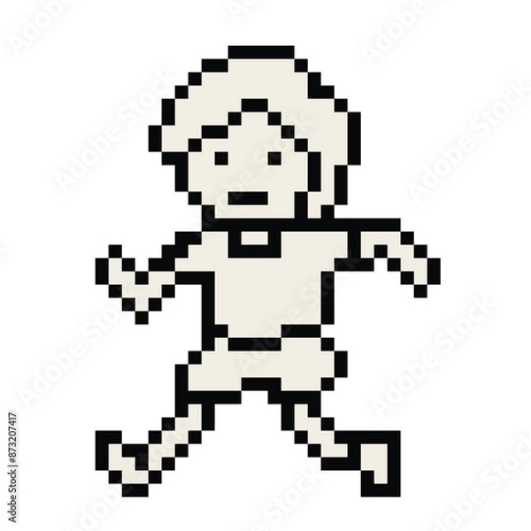 Fototapeta Cute pixel cartoon 8bit character man run or running jog lifestyle for decoration life style 8 bit male boy jog marathon exercise png vector.
