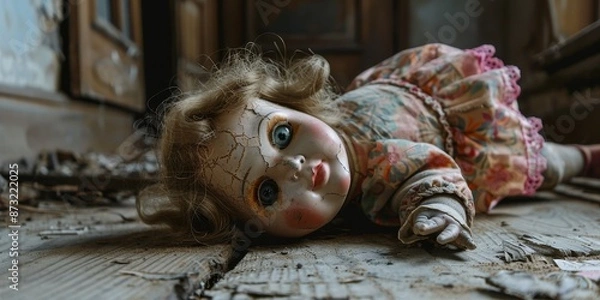 Obraz A doll is laying on the ground with its head tilted to the side generated by AI