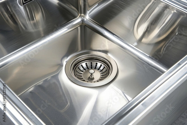 Fototapeta Modern sink and faucet in a new kitchen	
