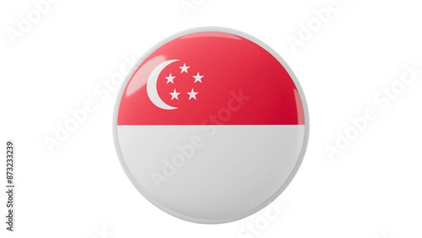 Obraz Singapore Circle flag icon . Transparent backgound. 3d rendered with alpha channel. Round shape.