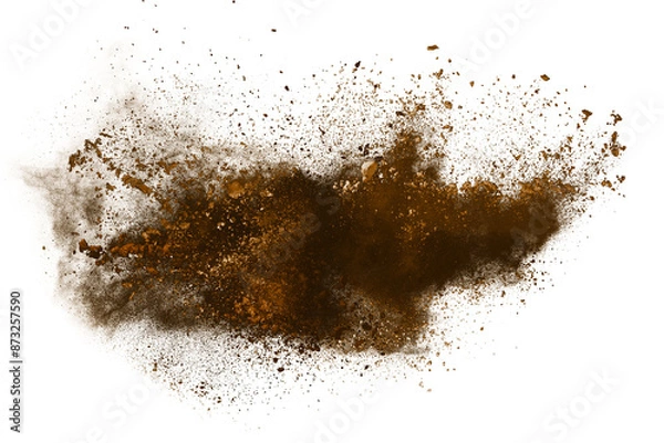 Fototapeta Brown powder explosion on white background. Colored cloud. Colorful dust explode. Paint Holi.