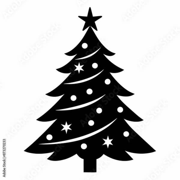 Obraz christmas tree black vector silhouette