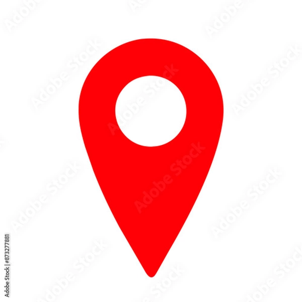 Fototapeta map pointer with RED pin icon flat illustration  