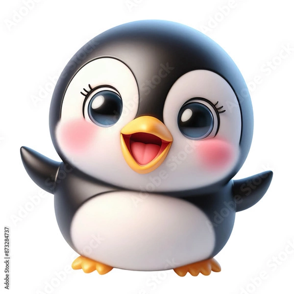 Fototapeta 3d penguin making cute shy smile