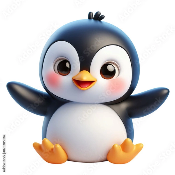 Obraz 3d penguin sitting  isolated on transparent background